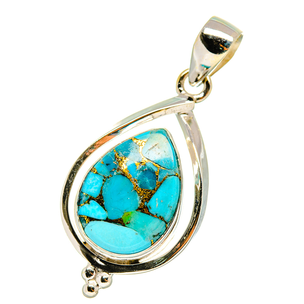 Blue Copper Composite Turquoise Pendants handcrafted by Anasilvercos - PD7766