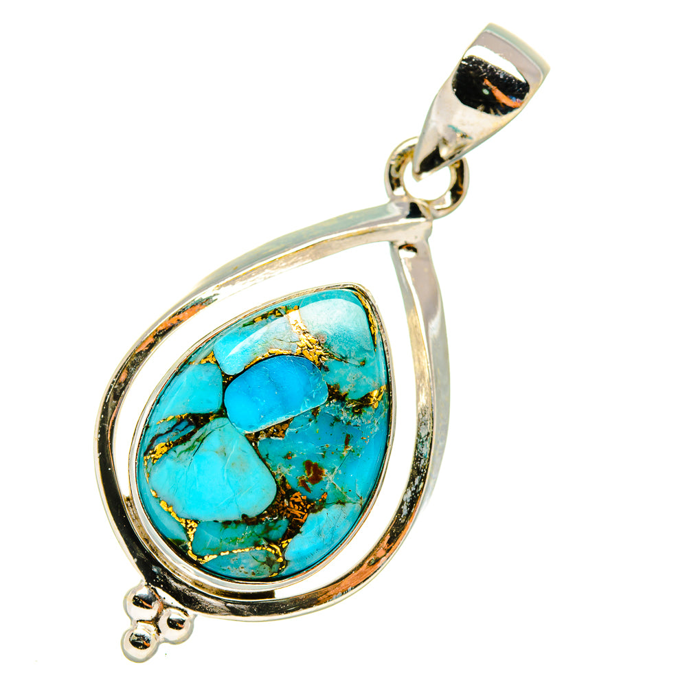 Blue Copper Composite Turquoise Pendants handcrafted by Anasilvercos - PD7806