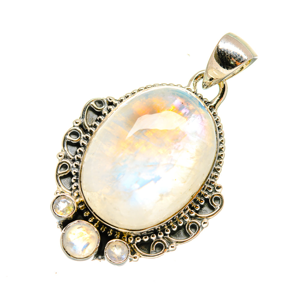 Rainbow Moonstone Pendants handcrafted by Anasilvercos - PD7824
