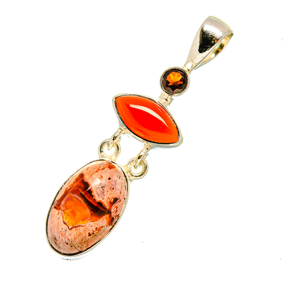 Mexican Fire Opal Pendants handcrafted by Anasilvercos - PD7920
