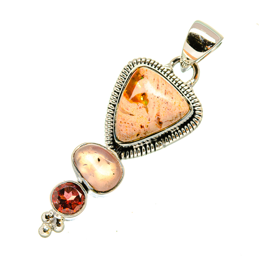 Mexican Fire Opal Pendants handcrafted by Anasilvercos - PD7953