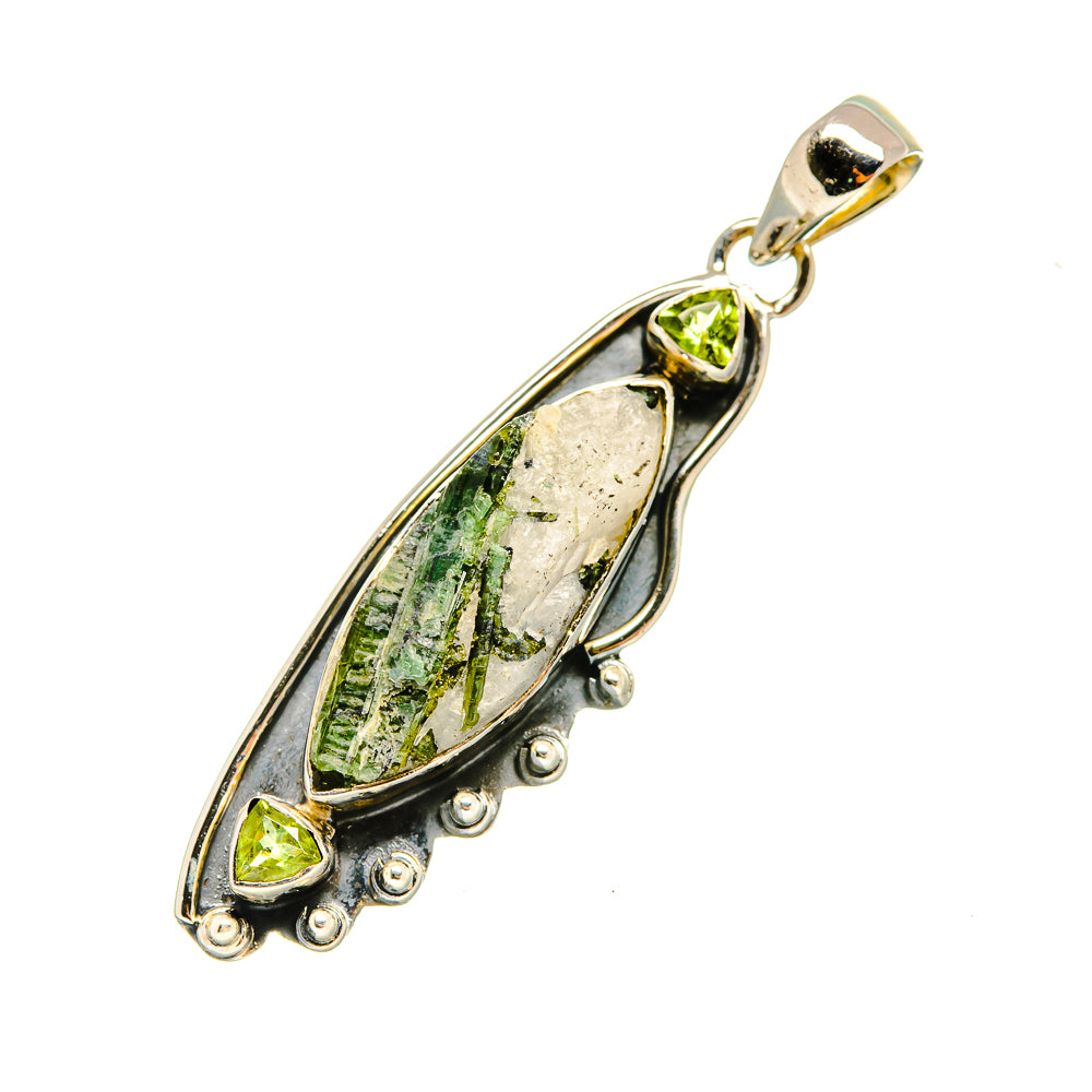 Green Tourmaline In Quartz, Peridot Pendants handcrafted by Anasilvercos - PD7995