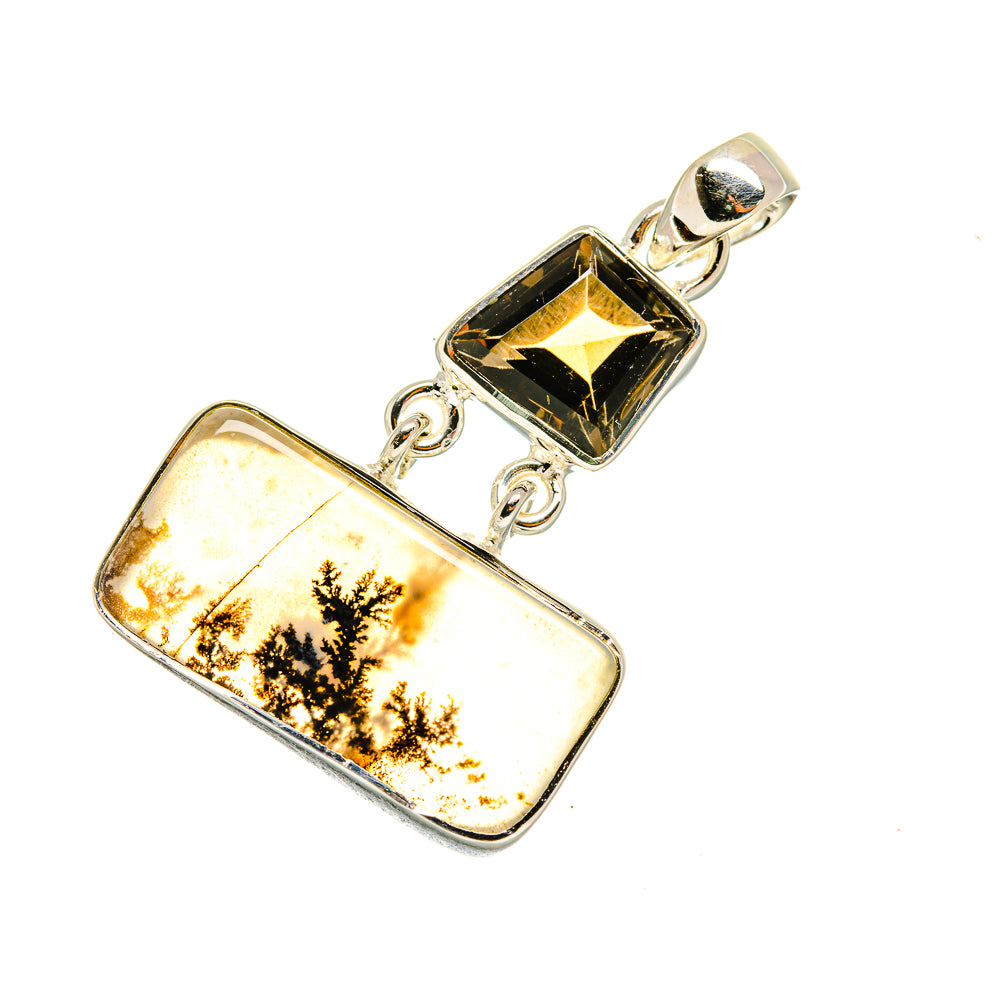 Scenic Dendritic Agate, Smoky Quartz Pendants handcrafted by Anasilvercos - PD7999
