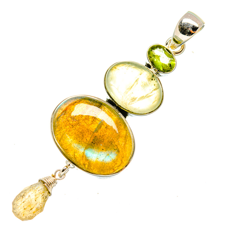 Labradorite, Prehnite, Peridot Pendants handcrafted by Anasilvercos - PD8006