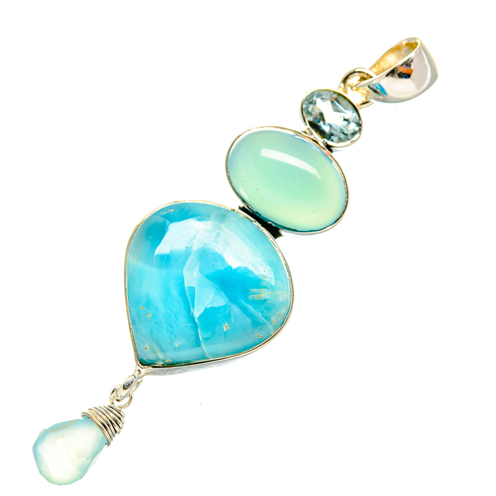 Larimar, Aqua Chalcedony, Blue Topaz Pendants handcrafted by Anasilvercos - PD8009