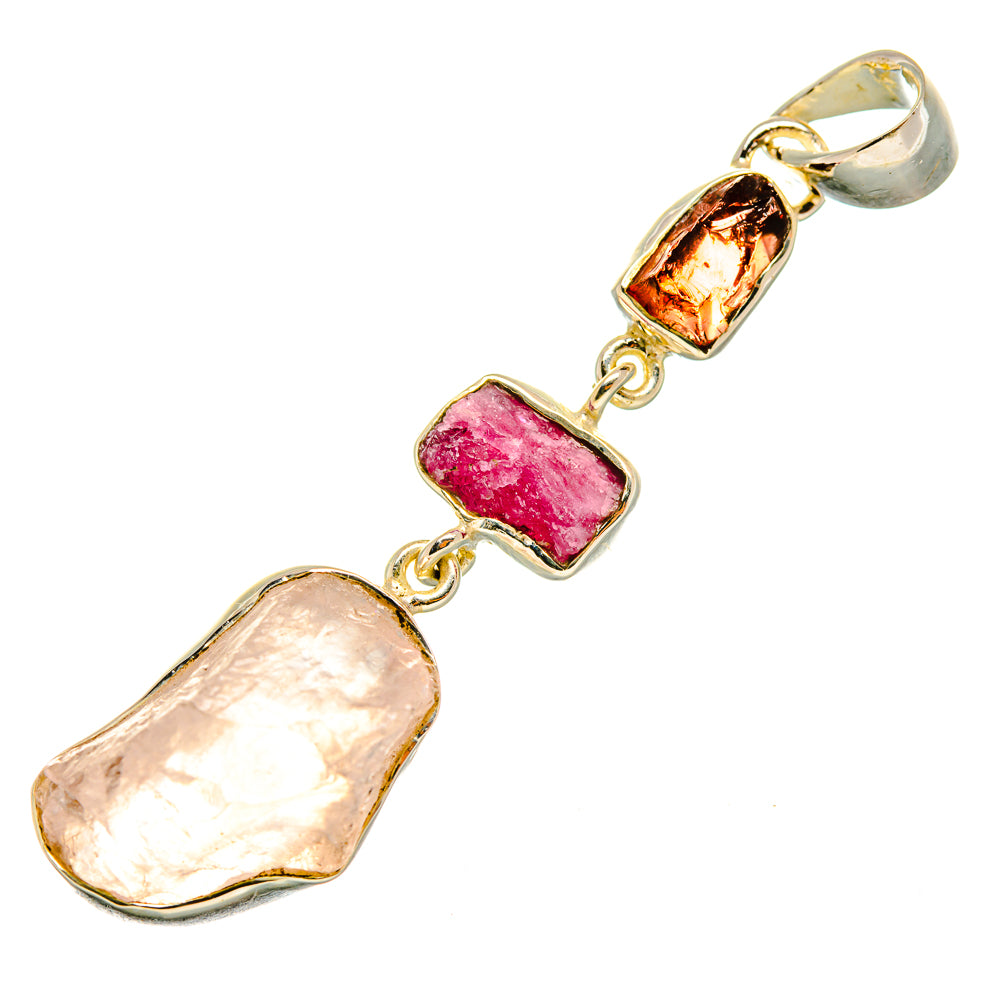 Rose Quartz, Pink Tourmaline, Garnet Pendants handcrafted by Anasilvercos - PD8016