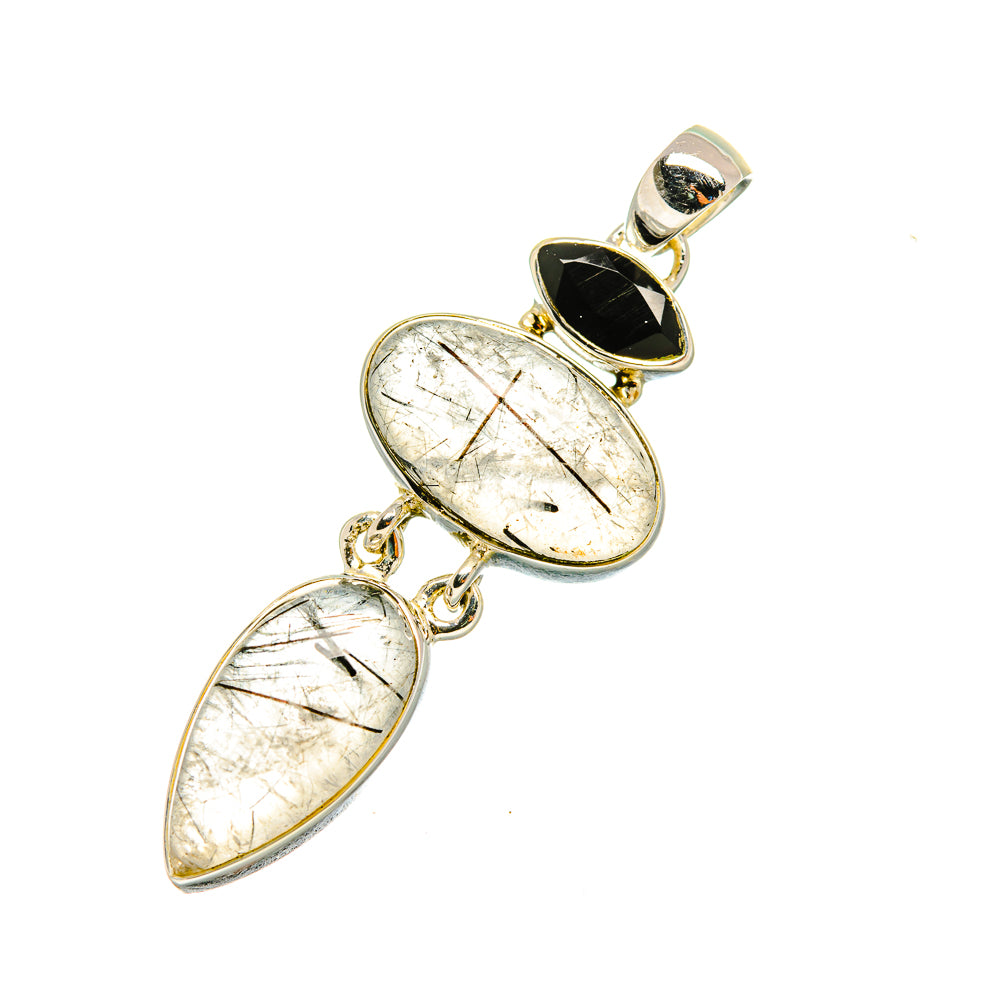 Tourmalinated Quartz, Black Onyx Pendants handcrafted by Anasilvercos - PD8033