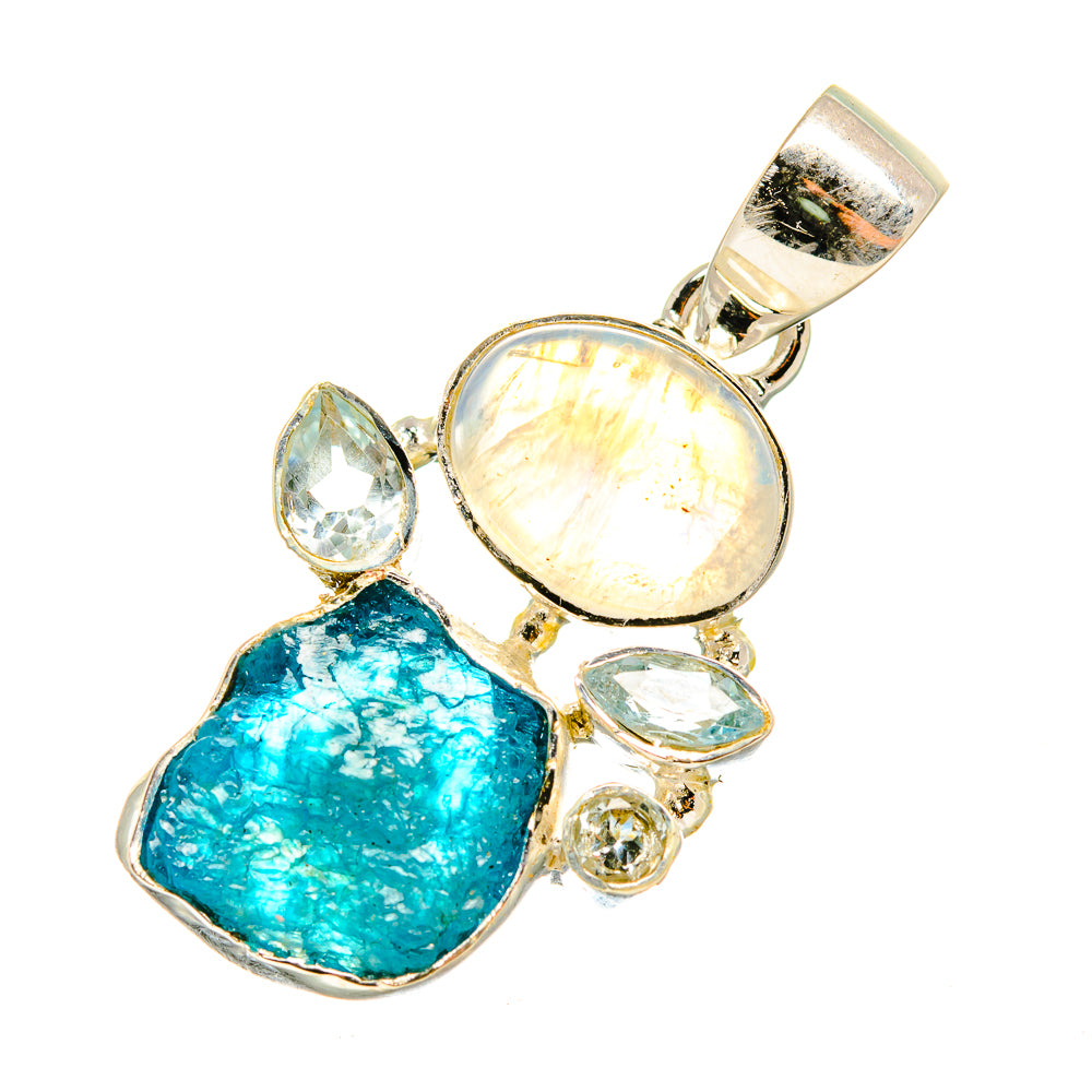 Apatite, Rainbow Moonstone, Blue Topaz Pendants handcrafted by Anasilvercos - PD8081
