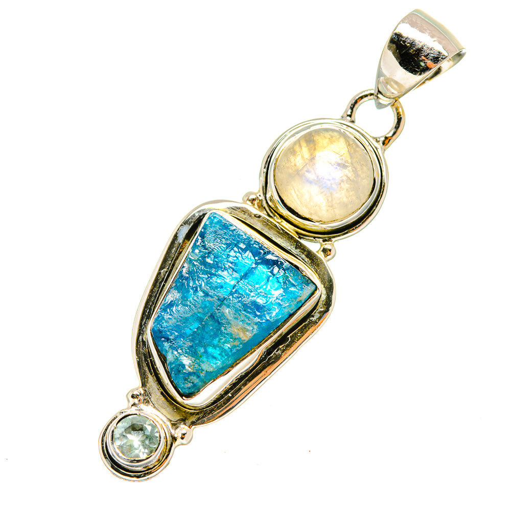 Apatite, Rainbow Moonstone, Blue Topaz Pendants handcrafted by Anasilvercos - PD8084