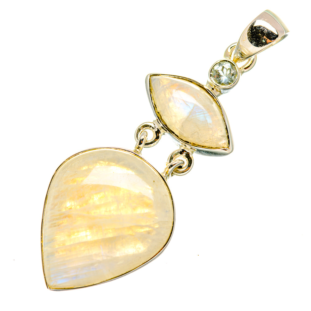 Rainbow Moonstone Pendants handcrafted by Anasilvercos - PD8086
