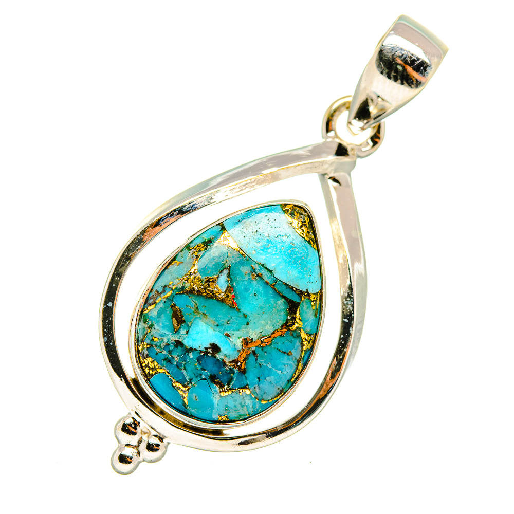 Blue Copper Composite Turquoise Pendants handcrafted by Anasilvercos - PD8092