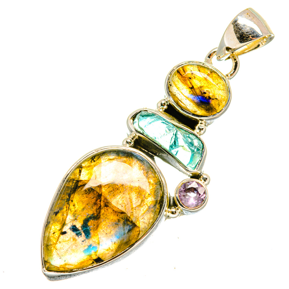 Labradorite, Apatite, Amethyst Pendants handcrafted by Anasilvercos - PD8099