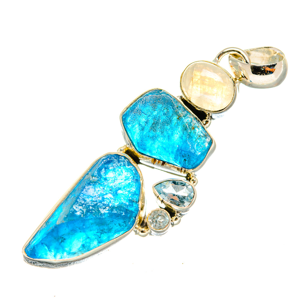 Apatite, Rainbow Moonstone, Blue Topaz Pendants handcrafted by Anasilvercos - PD8115