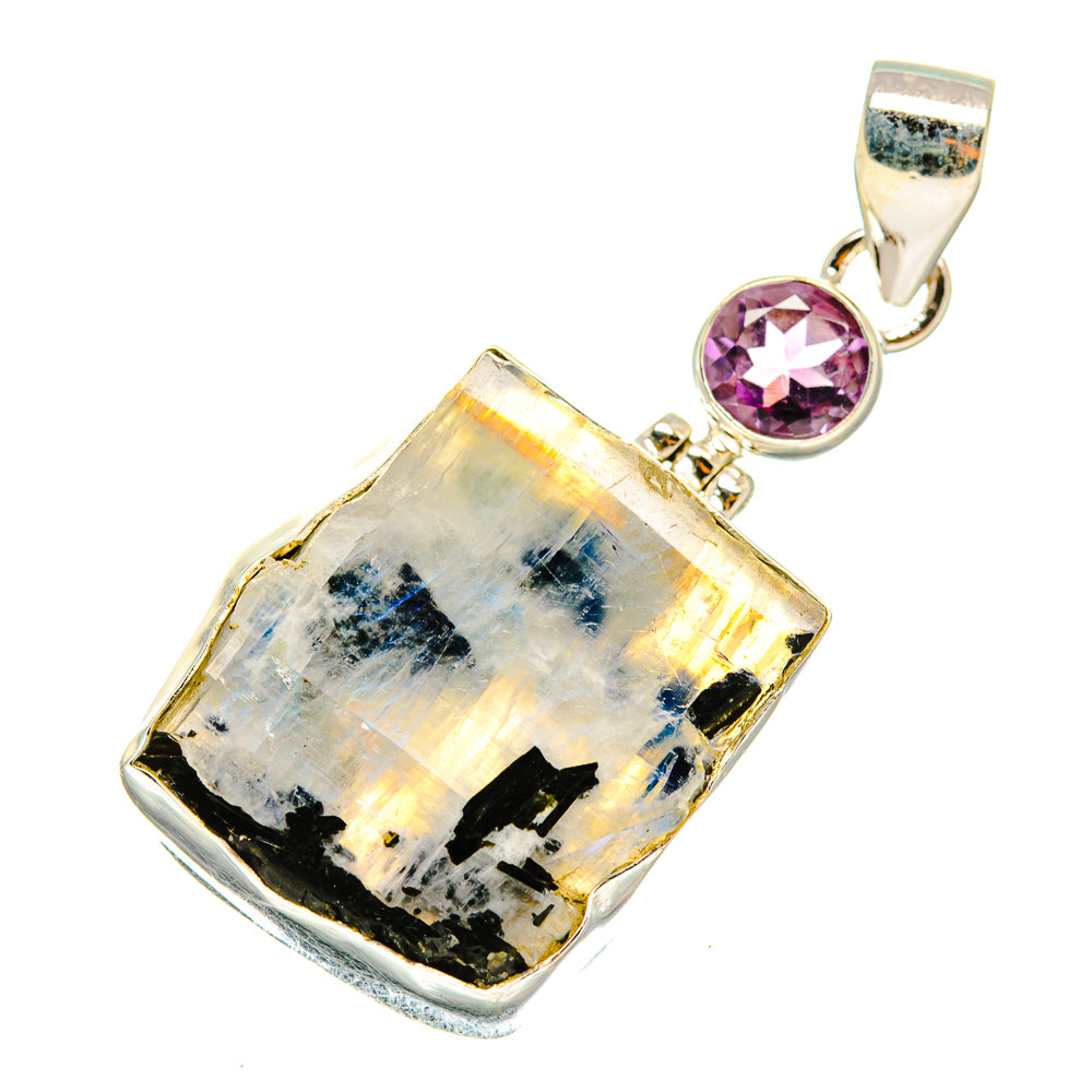 Rainbow Moonstone, Amethyst Pendants handcrafted by Anasilvercos - PD8117