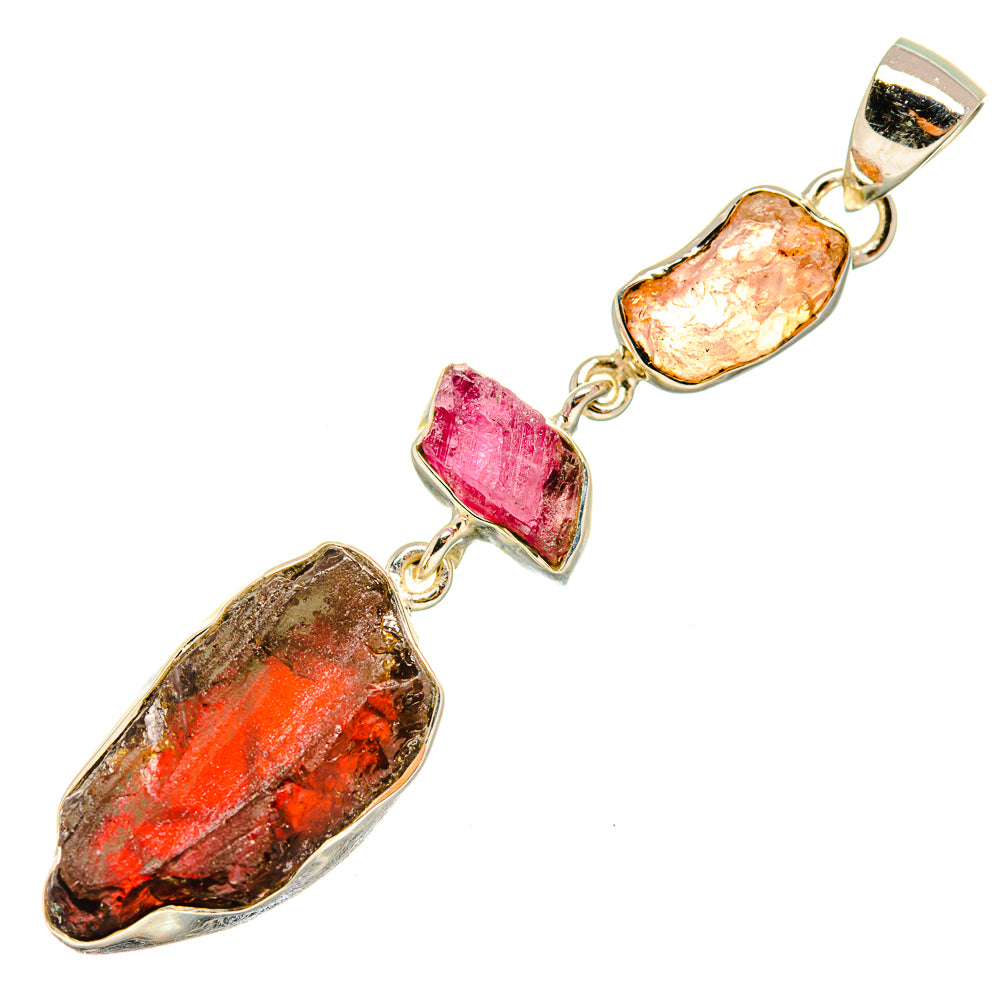 Garnet, Rose Quartz, Garnet Pendants handcrafted by Anasilvercos - PD8152