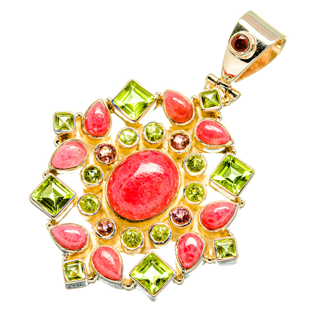 Rhodochrosite, Peridot Pendants handcrafted by Anasilvercos - PD8153