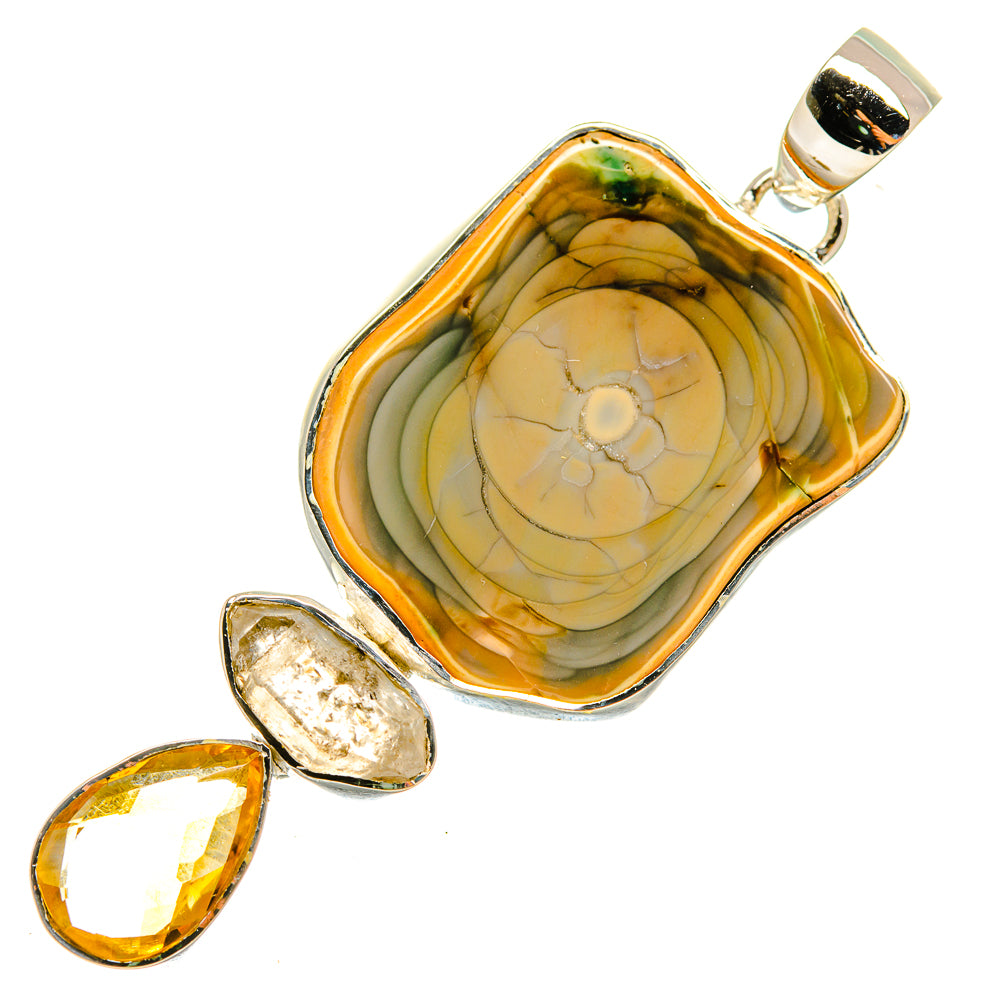 Willow Creek Jasper, Citrine, Herkimer Diamond Pendants handcrafted by Anasilvercos - PD8170