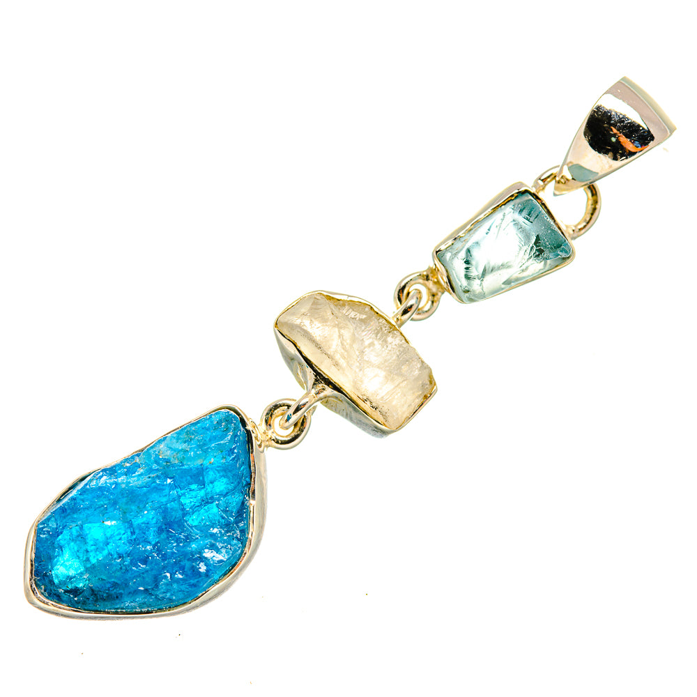 Apatite, Rainbow Moonstone Pendants handcrafted by Anasilvercos - PD8172