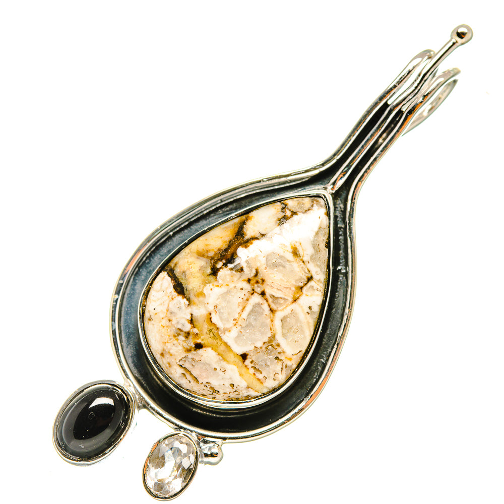 Ocean Jasper, Black Onyx, White Quartz Pendants handcrafted by Anasilvercos - PD8173
