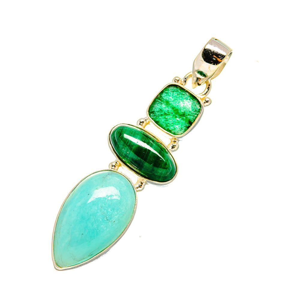 Larimar, Malachite, Emerald Pendants handcrafted by Anasilvercos - PD8204