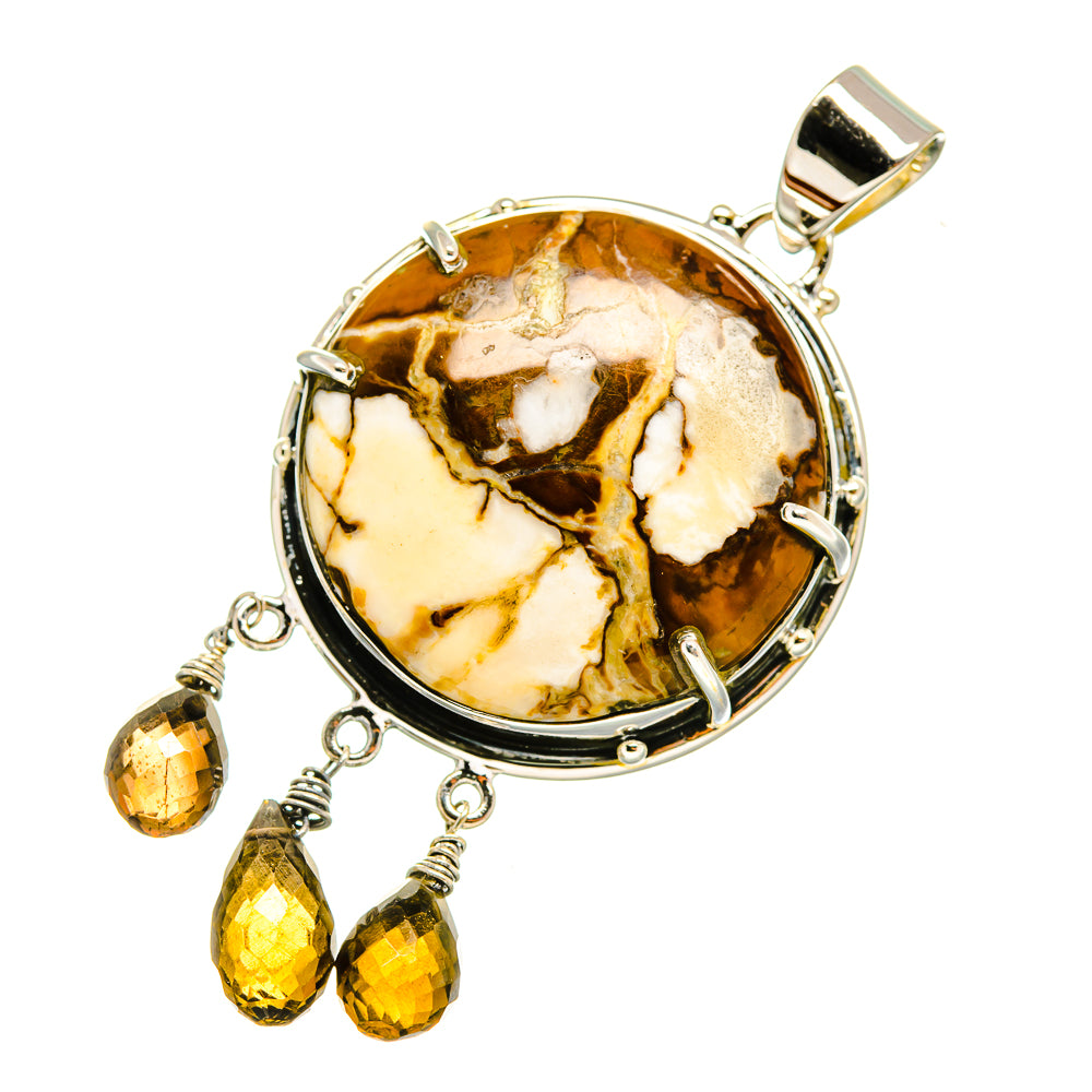 Peanut Wood Jasper, Smoky Quartz Pendants handcrafted by Anasilvercos - PD8209
