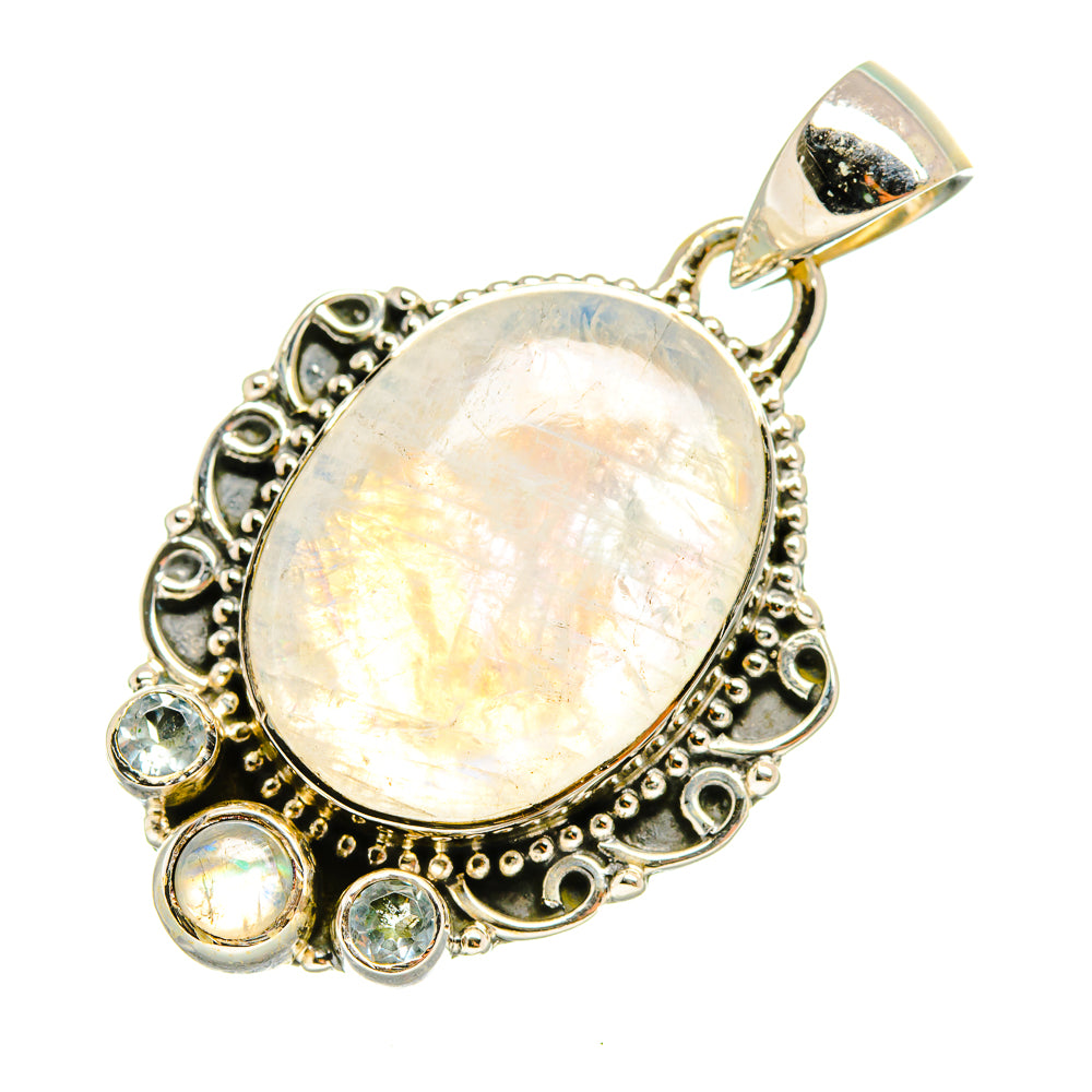Rainbow Moonstone Pendants handcrafted by Anasilvercos - PD8217