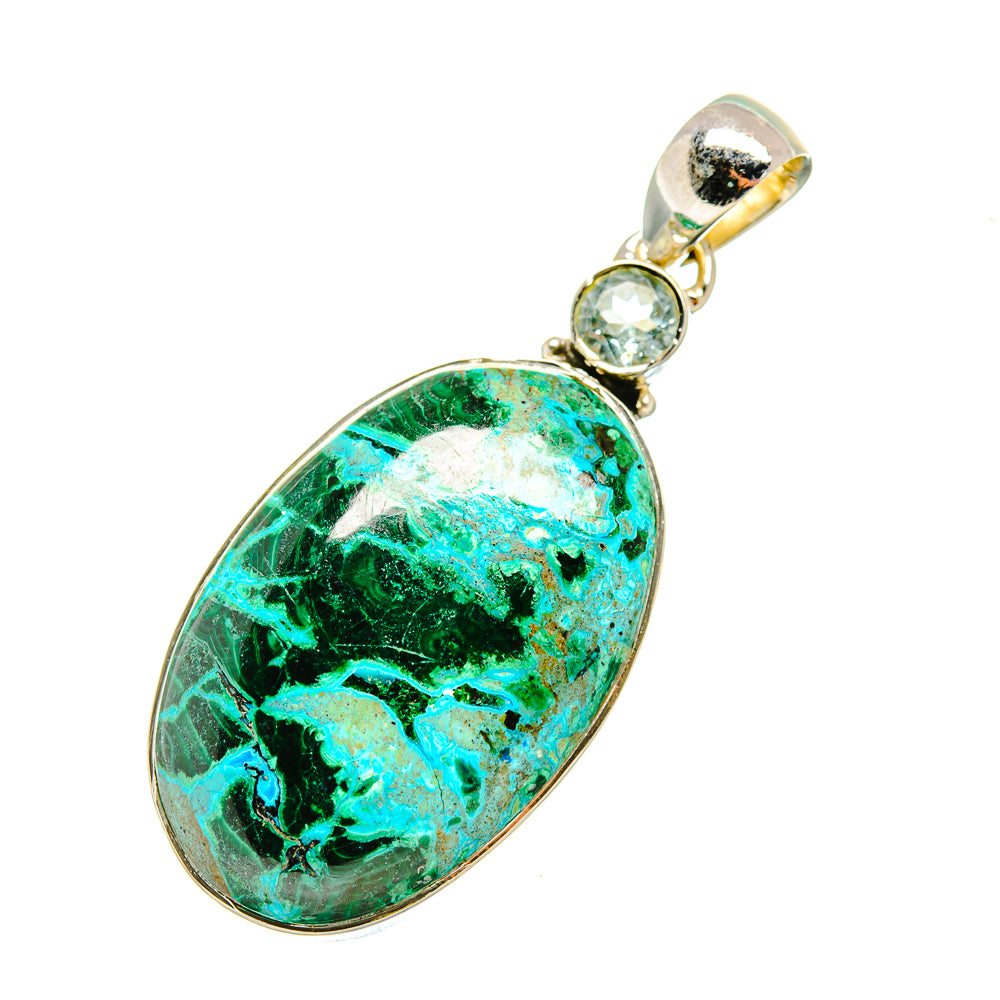Malachite In Chrysocolla Pendants handcrafted by Anasilvercos - PD8237