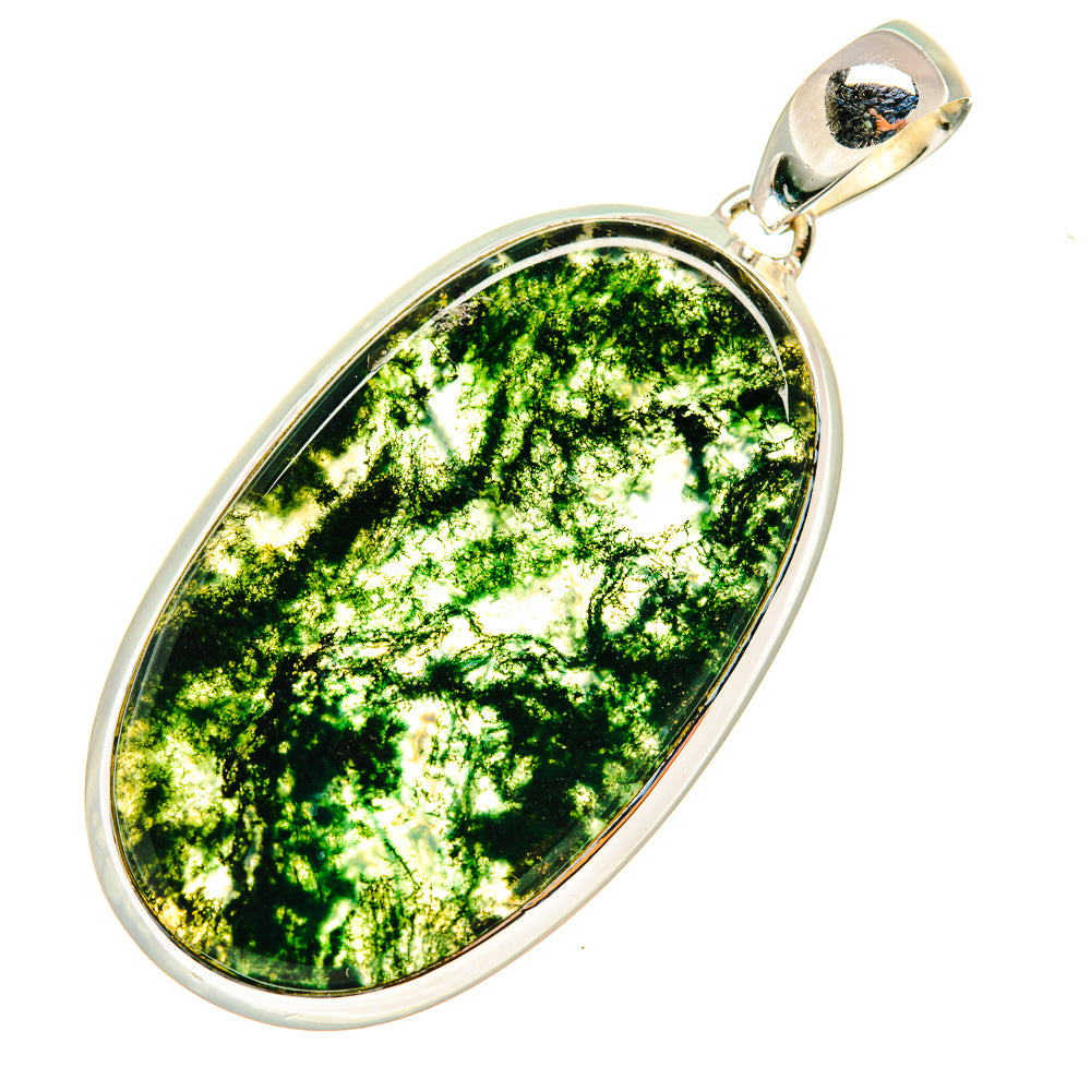 Green Moss Agate Pendants handcrafted by Anasilvercos - PD8256