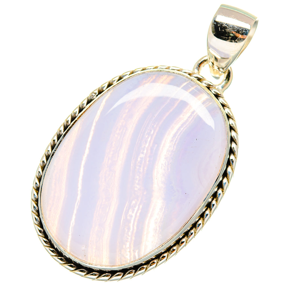 Blue Lace Agate Pendants handcrafted by Anasilvercos - PD8380