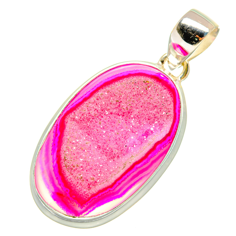 Pink Agate Druzy Pendants handcrafted by Anasilvercos - PD8399