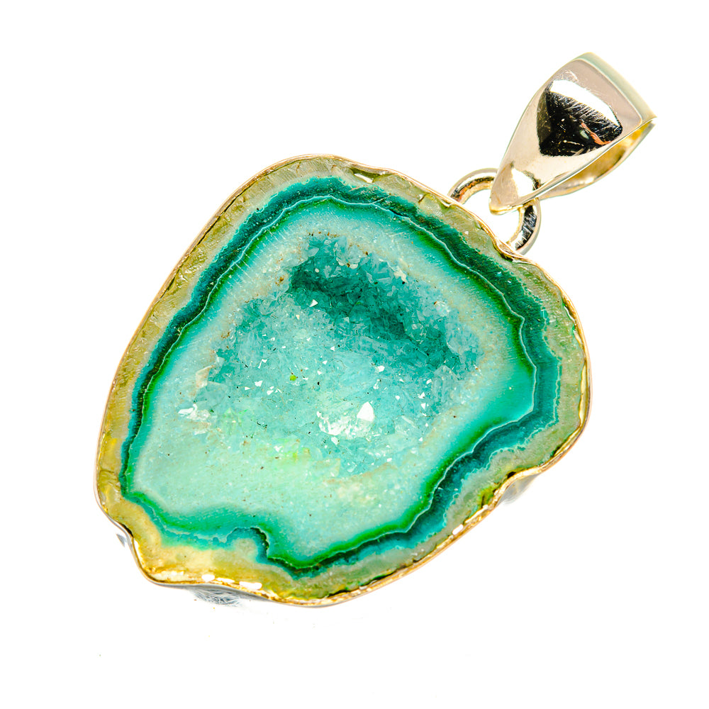 Green Geode Slice Pendants handcrafted by Anasilvercos - PD8456