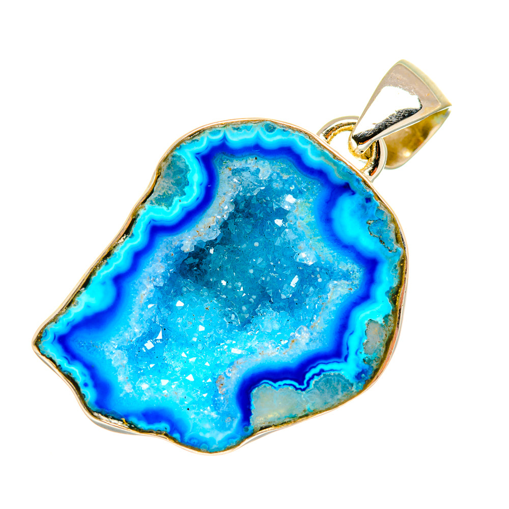 Blue Geode Slice Pendants handcrafted by Anasilvercos - PD8468
