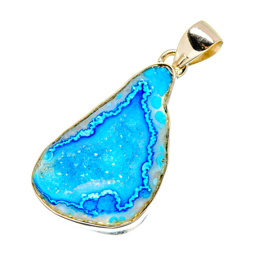 Blue Geode Slice Pendants handcrafted by Anasilvercos - PD8620