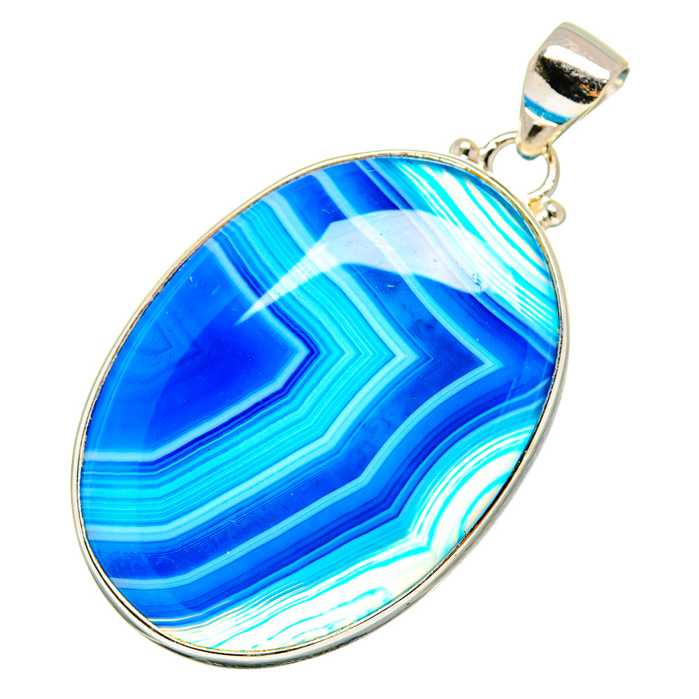 Blue Botswana Agate Pendants handcrafted by Anasilvercos - PD8621
