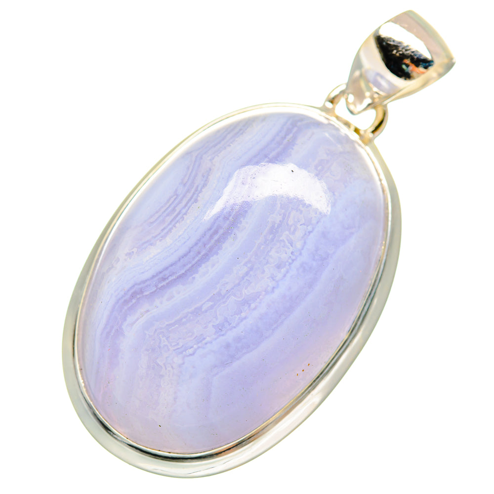 Blue Lace Agate Pendants handcrafted by Anasilvercos - PD8661
