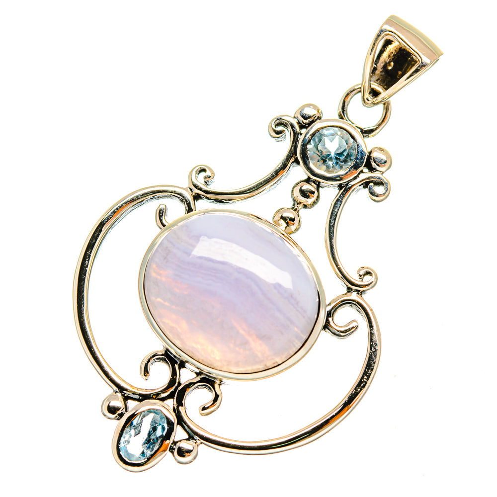 Blue Lace Agate Pendants handcrafted by Anasilvercos - PD8678