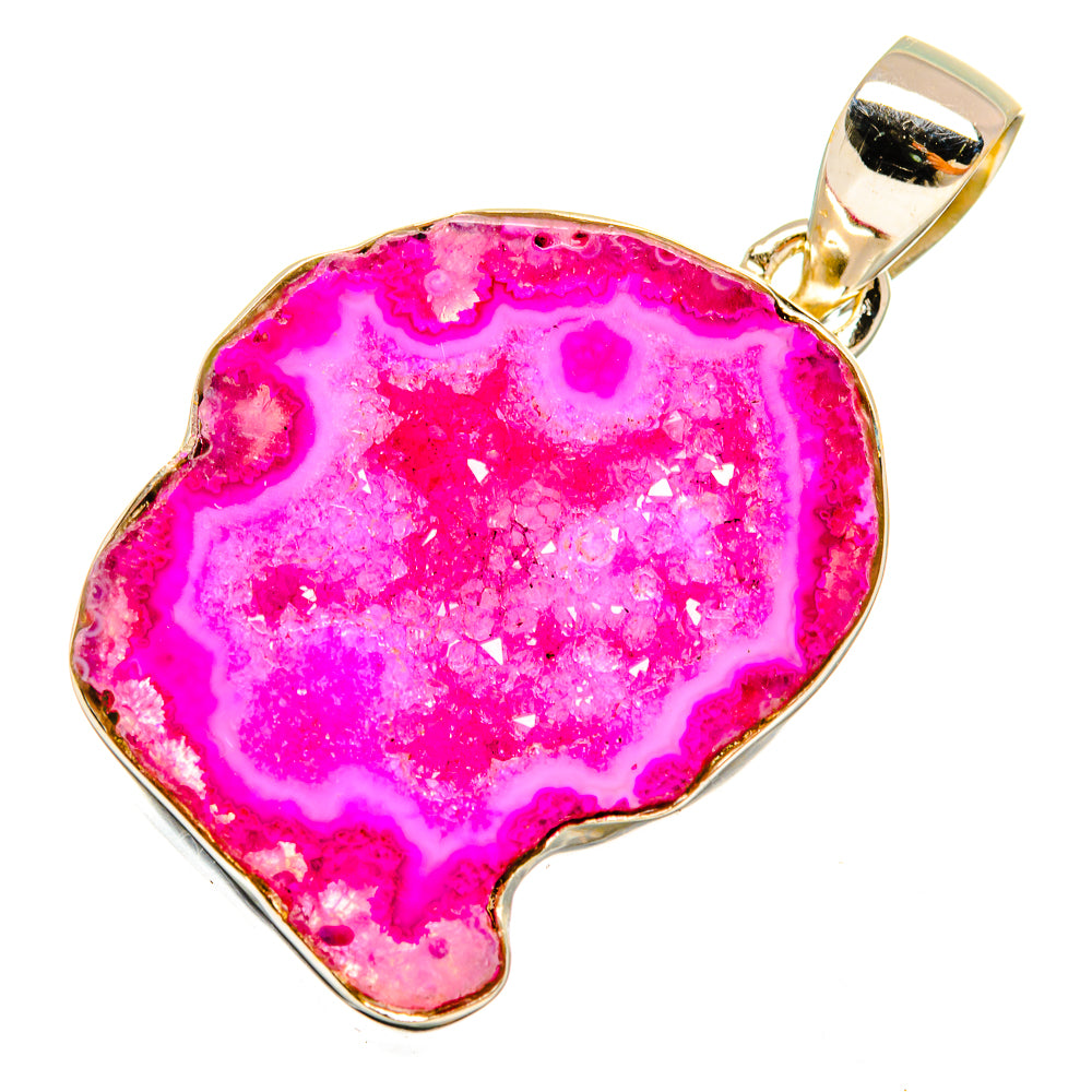 Pink Coconut Druzy Pendants handcrafted by Anasilvercos - PD8683
