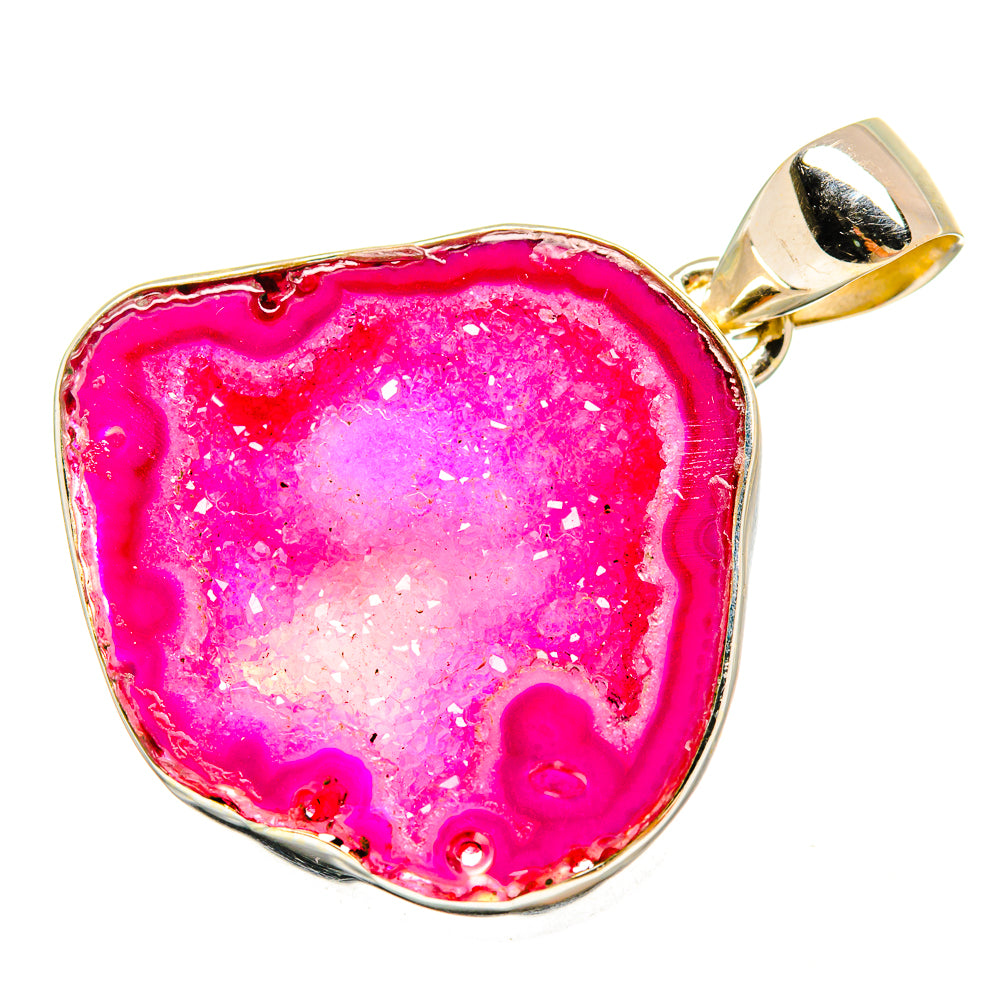 Pink Coconut Druzy Pendants handcrafted by Anasilvercos - PD8684