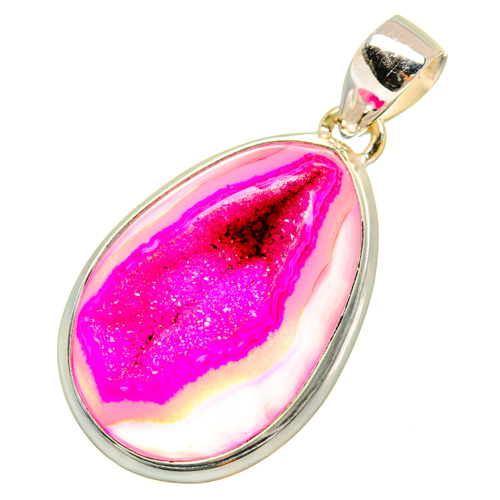 Pink Agate Druzy Pendants handcrafted by Anasilvercos - PD8685