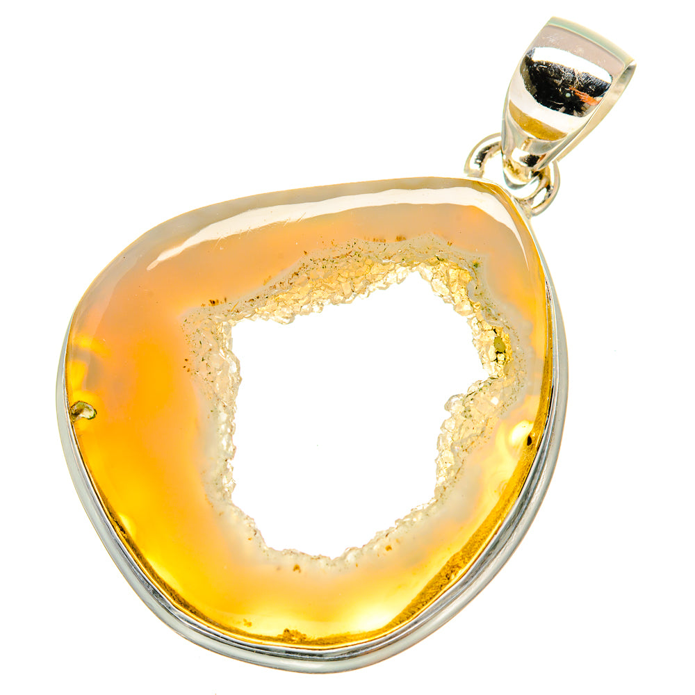 White Geode Slice Pendants handcrafted by Anasilvercos - PD8763