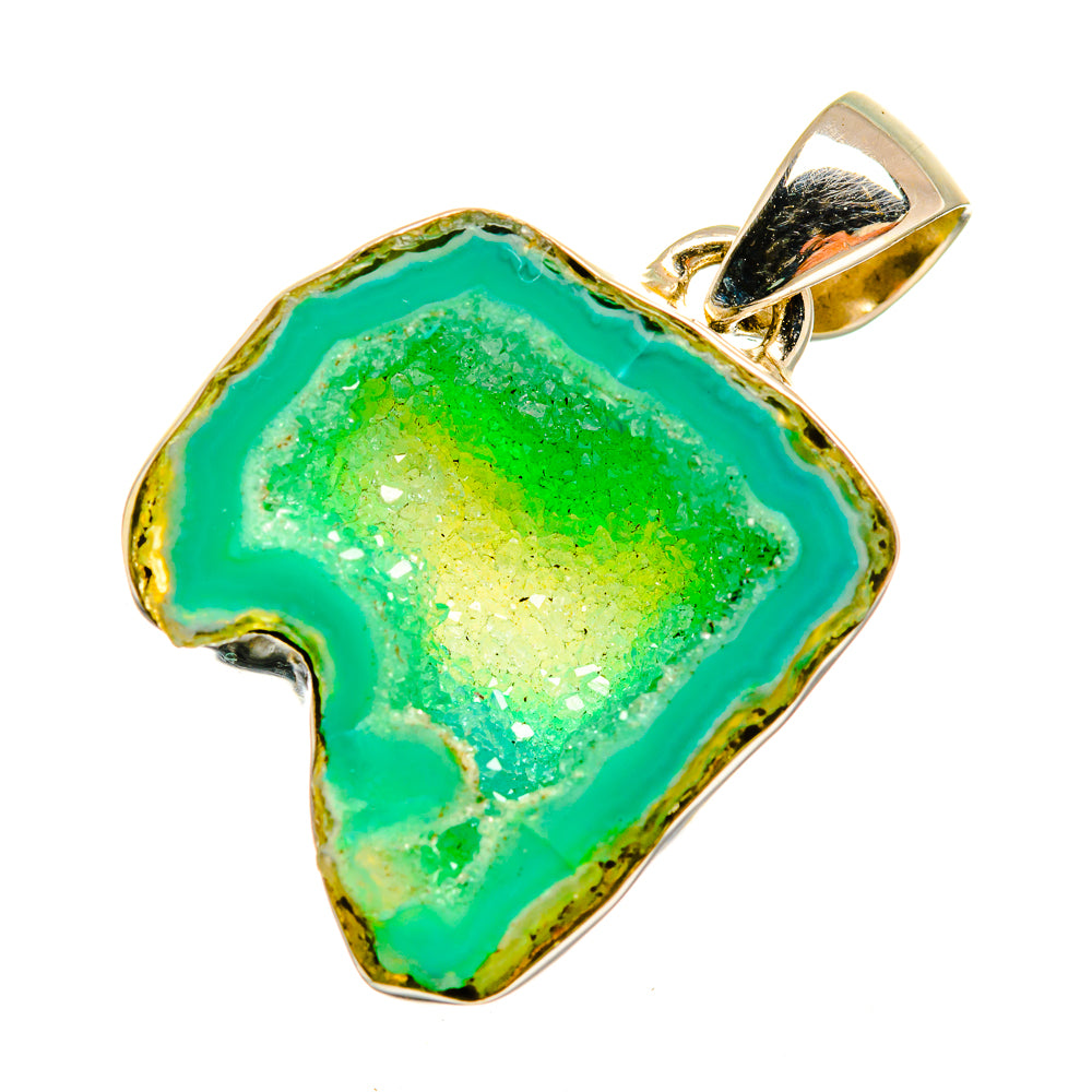 Green Geode Slice Pendants handcrafted by Anasilvercos - PD8777