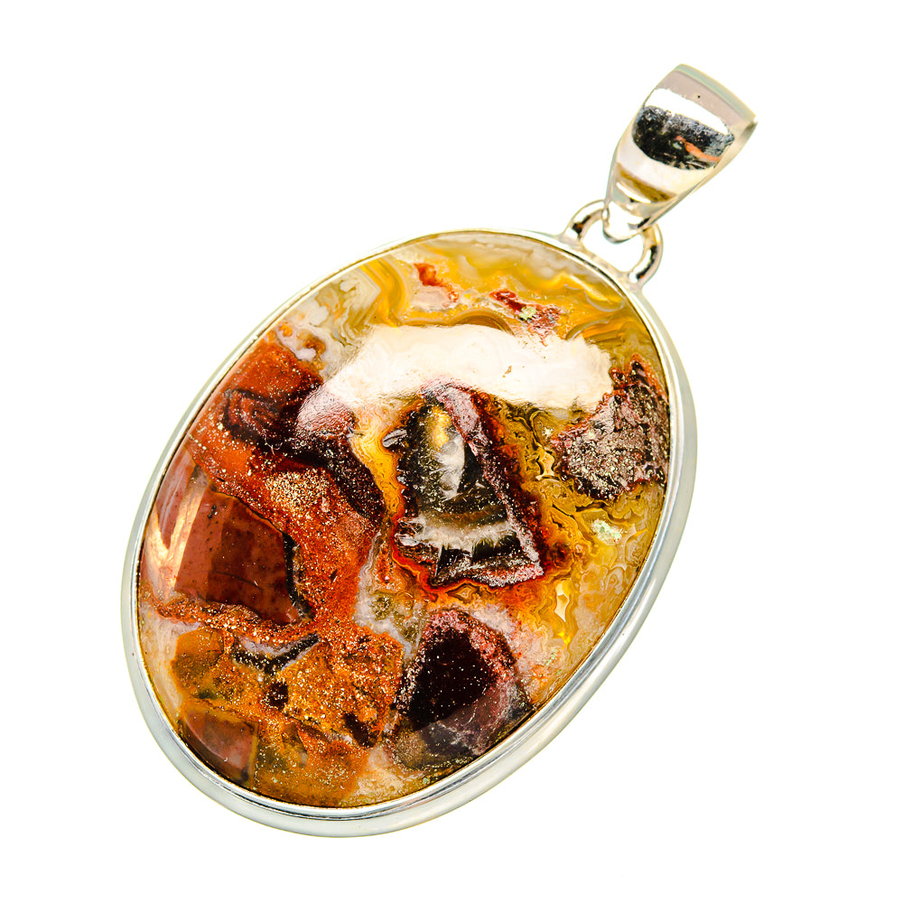 Crazy Lace Agate Pendants handcrafted by Anasilvercos - PD8819