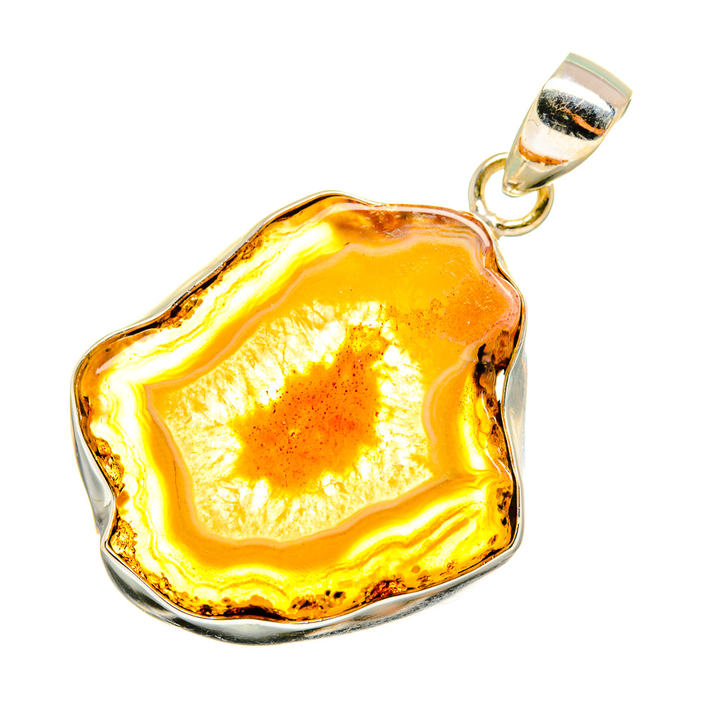 Yellow Geode Slice Pendants handcrafted by Anasilvercos - PD8822