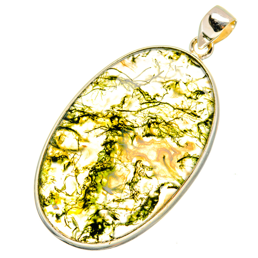 Green Moss Agate Pendants handcrafted by Anasilvercos - PD8831