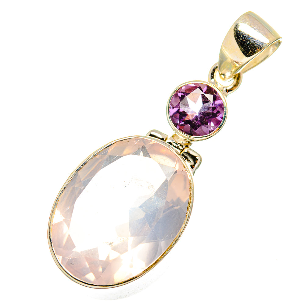 Rose Quartz, Amethyst Pendants handcrafted by Anasilvercos - PD8871