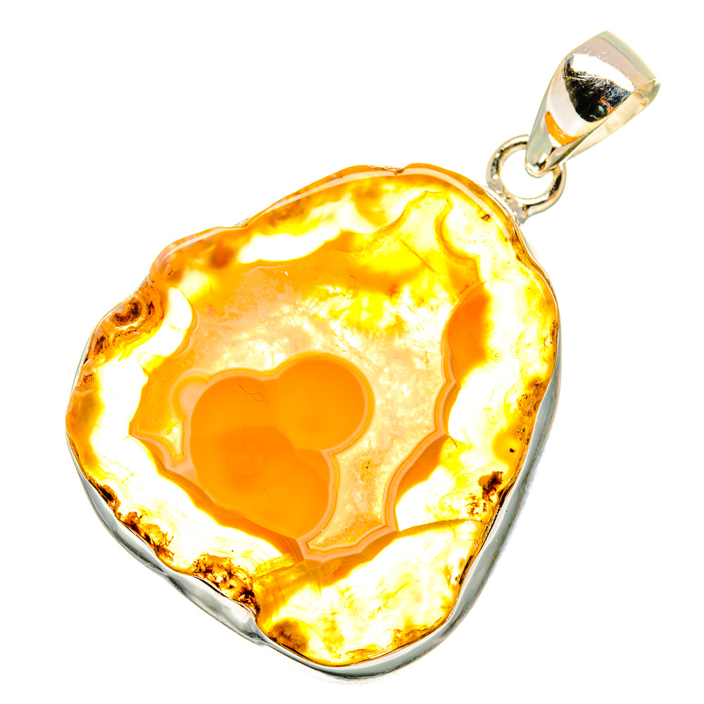 Yellow Geode Slice Pendants handcrafted by Anasilvercos - PD8949