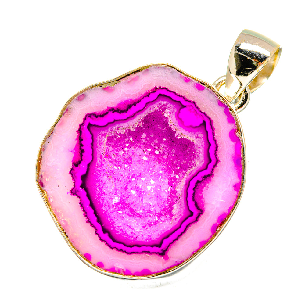 Pink Geode Slice Pendants handcrafted by Anasilvercos - PD8978