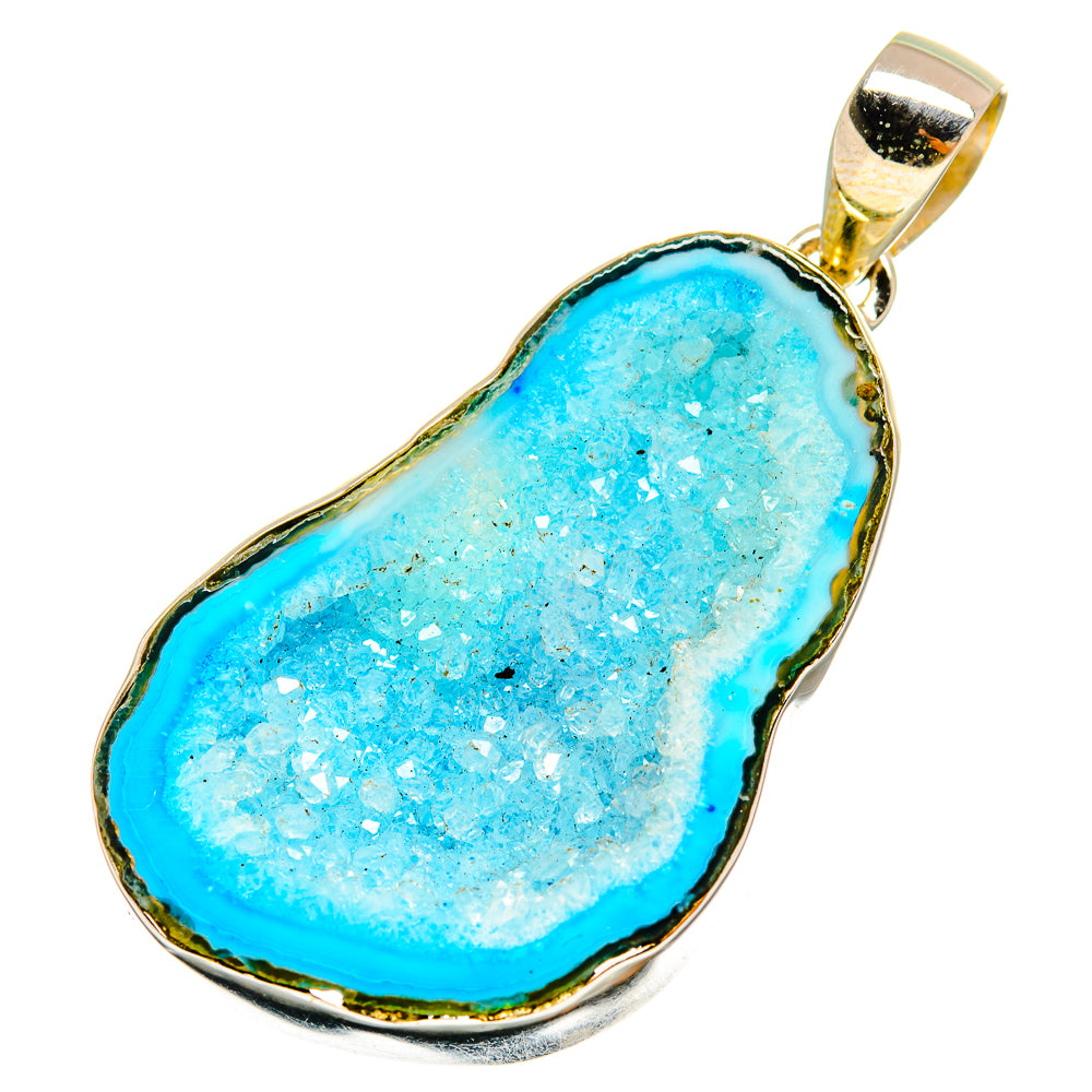 Blue Geode Slice Pendants handcrafted by Anasilvercos - PD9060