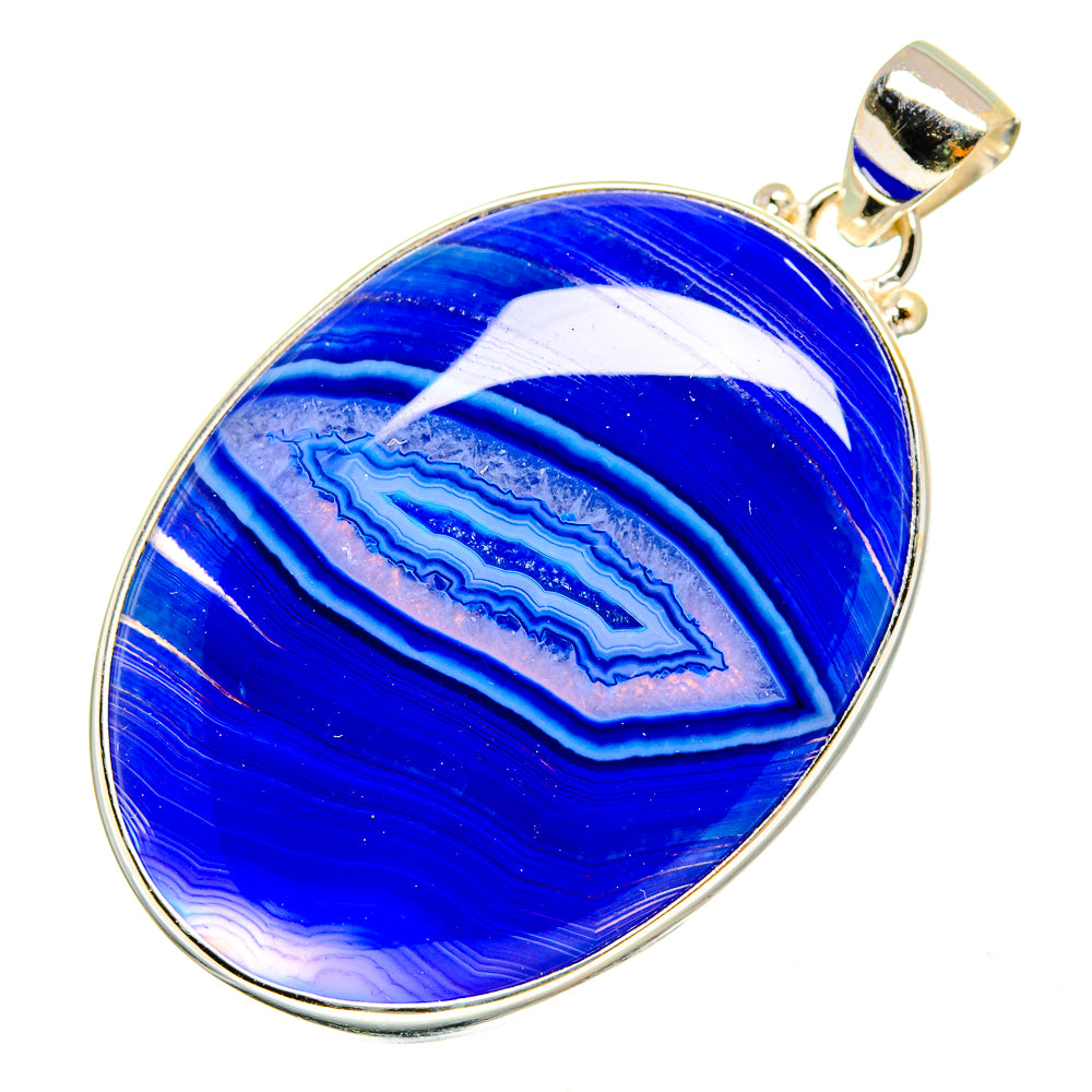 Blue Botswana Agate Pendants handcrafted by Anasilvercos - PD9061