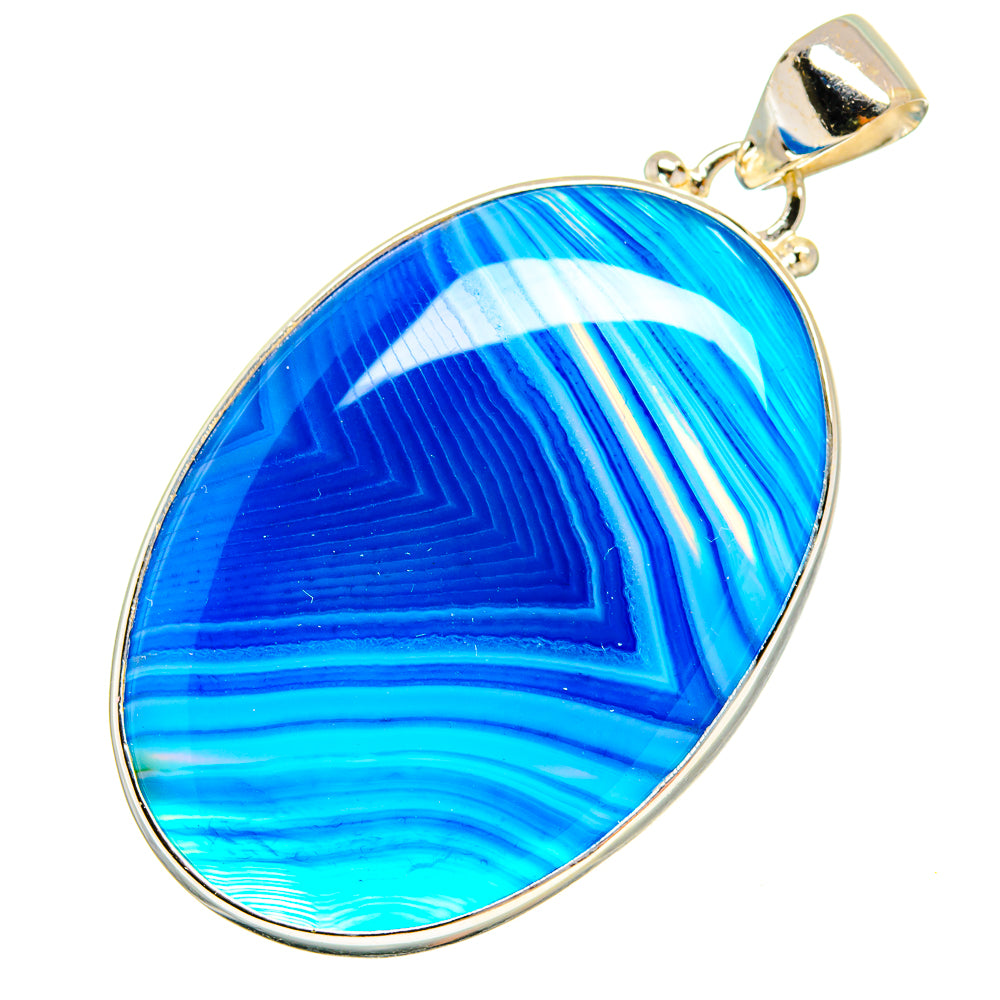 Blue Botswana Agate Pendants handcrafted by Anasilvercos - PD9062
